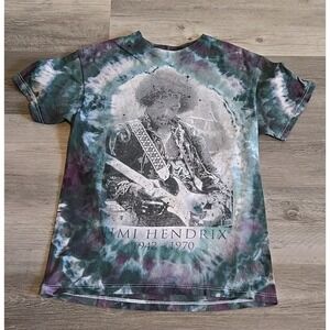 Jimi Hendrix Tie Die T-shirt Medium 1942-1970 Death Memorial Shirt Jimmy Aop